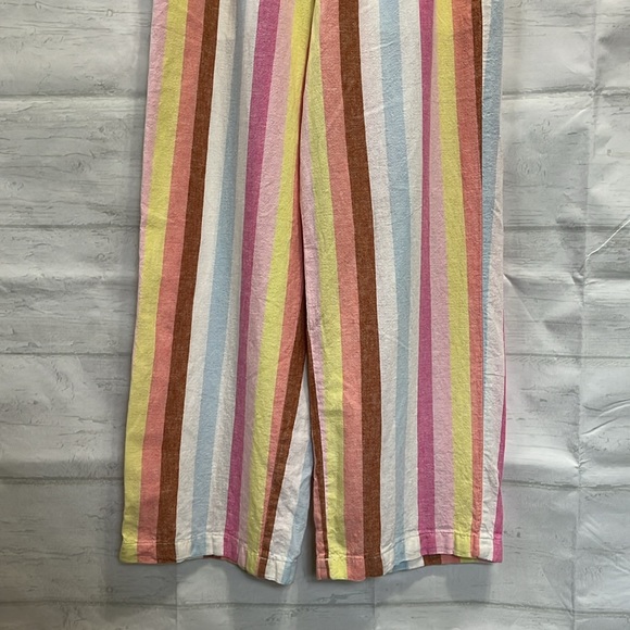 J. Crew Linen Blend Striped Paper Bag Drawstring Pants Pastel Pink Size S - Picture 6 of 15